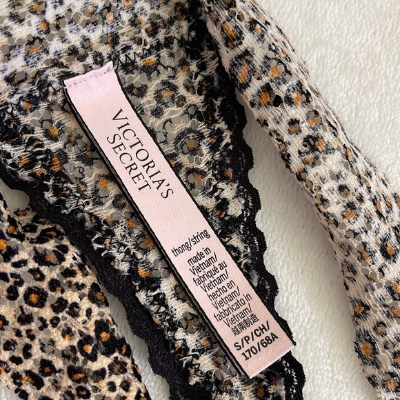 VICTORIA SECRET | Women’s Leopard and Black Trim Lace The Lace Thong Size S - Picture 5 of 6